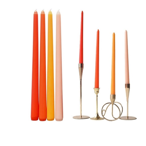 Set of 8 Colorful Taper Candles Orange Gradient - Picture 2 of 3